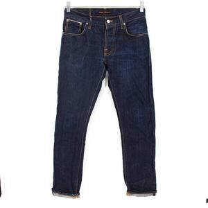 Nudie Jeans Grim Tim Selvage Denim Organic Cotton Slim Straight Leg 30 red line